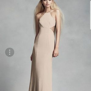 Vera Wang Off White Cutaway Dress with Mesh Sides